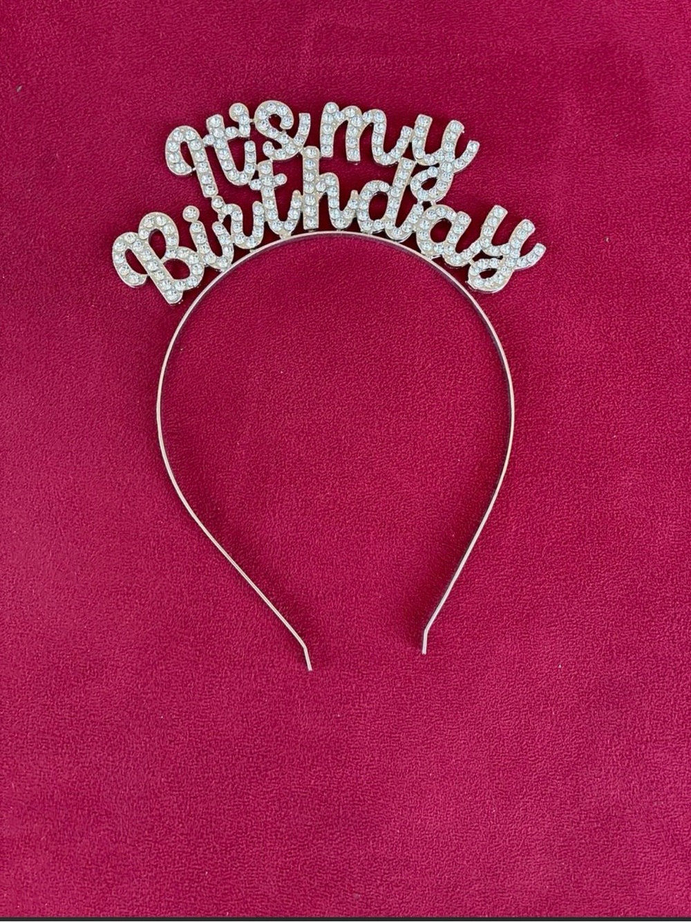 Crystal "It's My Birthday" Headband - Silver Rhinestone Birthday Tiara